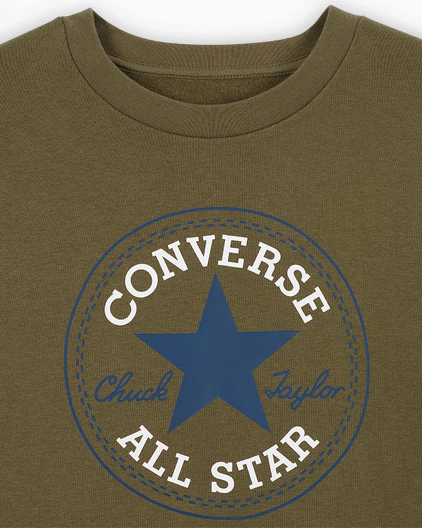 Moletons Converse Go-To All Star Patch Standard Fit Fleece Crew Masculino Verde Oliva | PT G073194